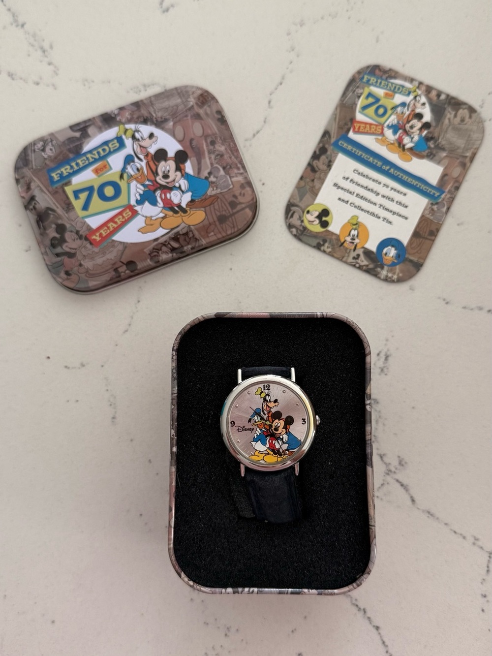 Disney Mickey & Minnie 70th Anniversary Watch - Black Strap